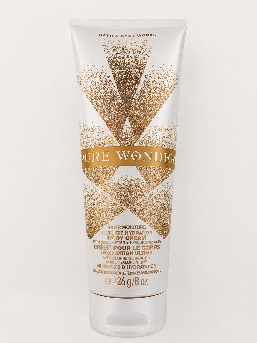New~ Bath & Body Works Pure Wonder Body Cream - White & Gold Glitter
